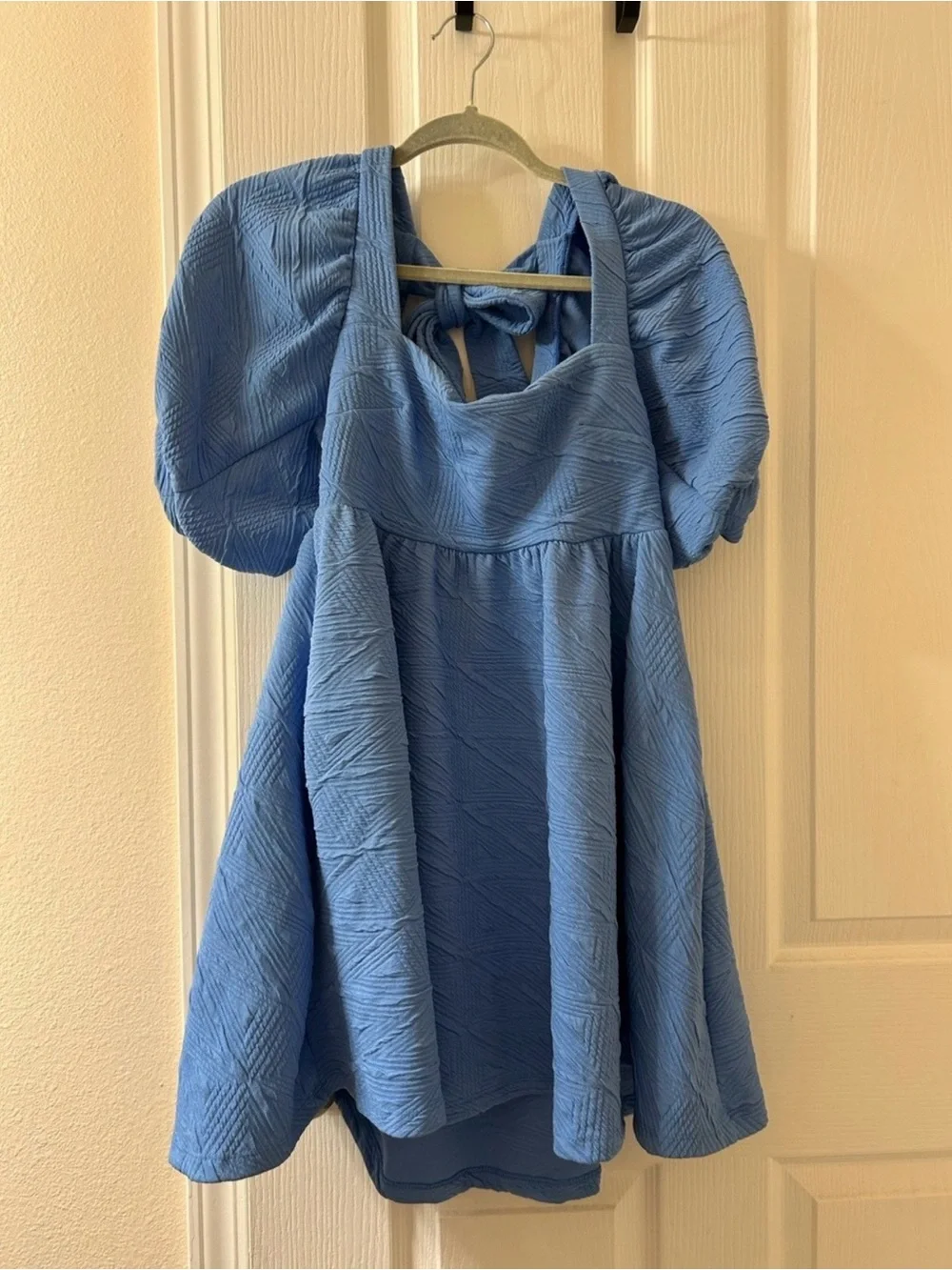 Free people Blue Puff-Sleeve Babydoll Mini Dress